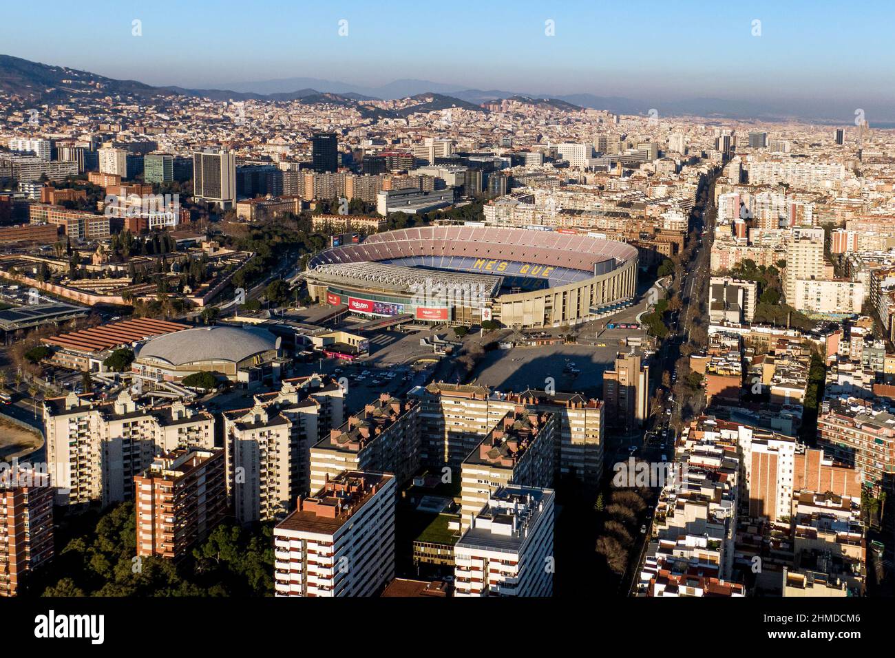 BARCELONA, SPAIN - 26 JANUARY, 2022 : Aerial view of Camp Nou FC Barcelona football Stadium and the city Stock Photo - Alamy